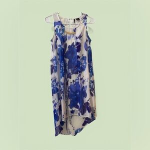 new directions Blue and White Floral High-Low Sleeveless Dress